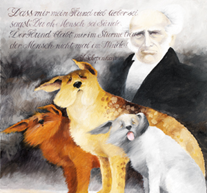 Schopenhauer-mit-Hunden, Öl auf Leinwand 60x70 CM